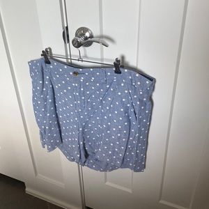 NWOT linen blend blue and white polka dot shorts